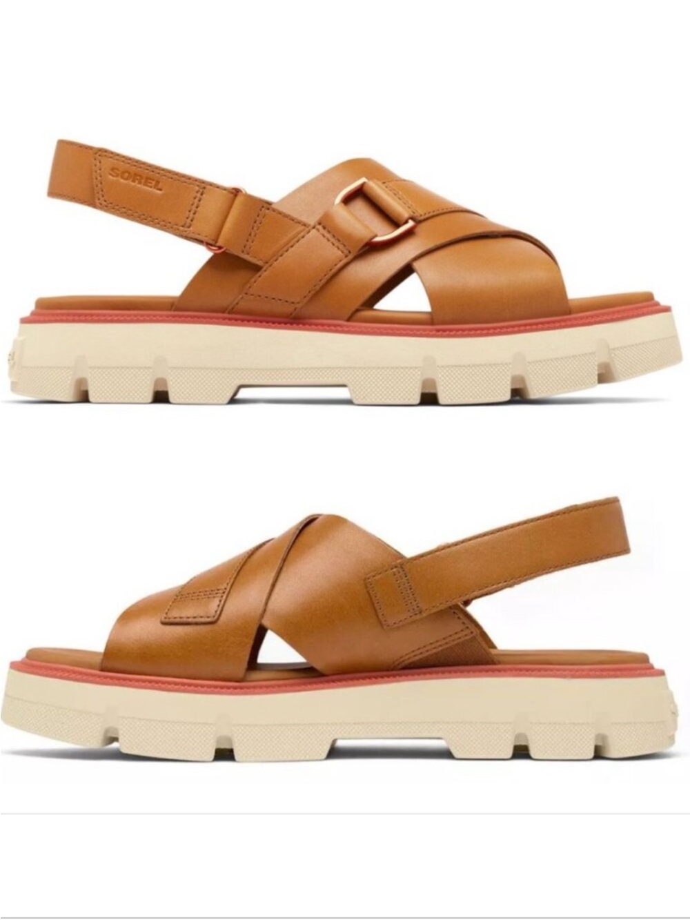 SOREL Women's Rein Cb Crisscross Sandals Size Gold Yellow Leather NEW